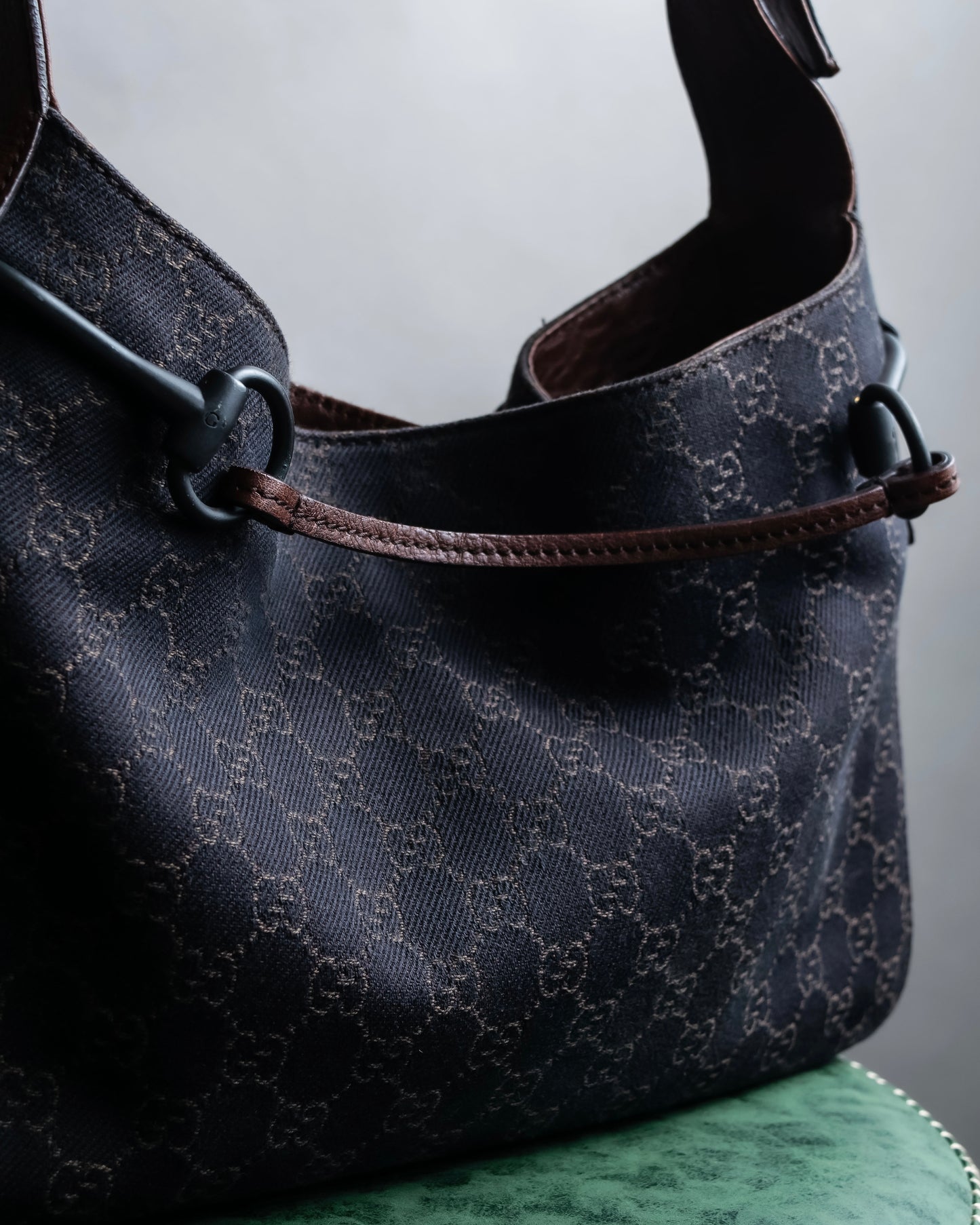 "GUCCI" GG canvas pattern horsebit design one shoulder bag