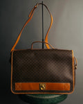 "CELINE" 80's-90's Macadam monogram pvc leather shoulder briefcase
