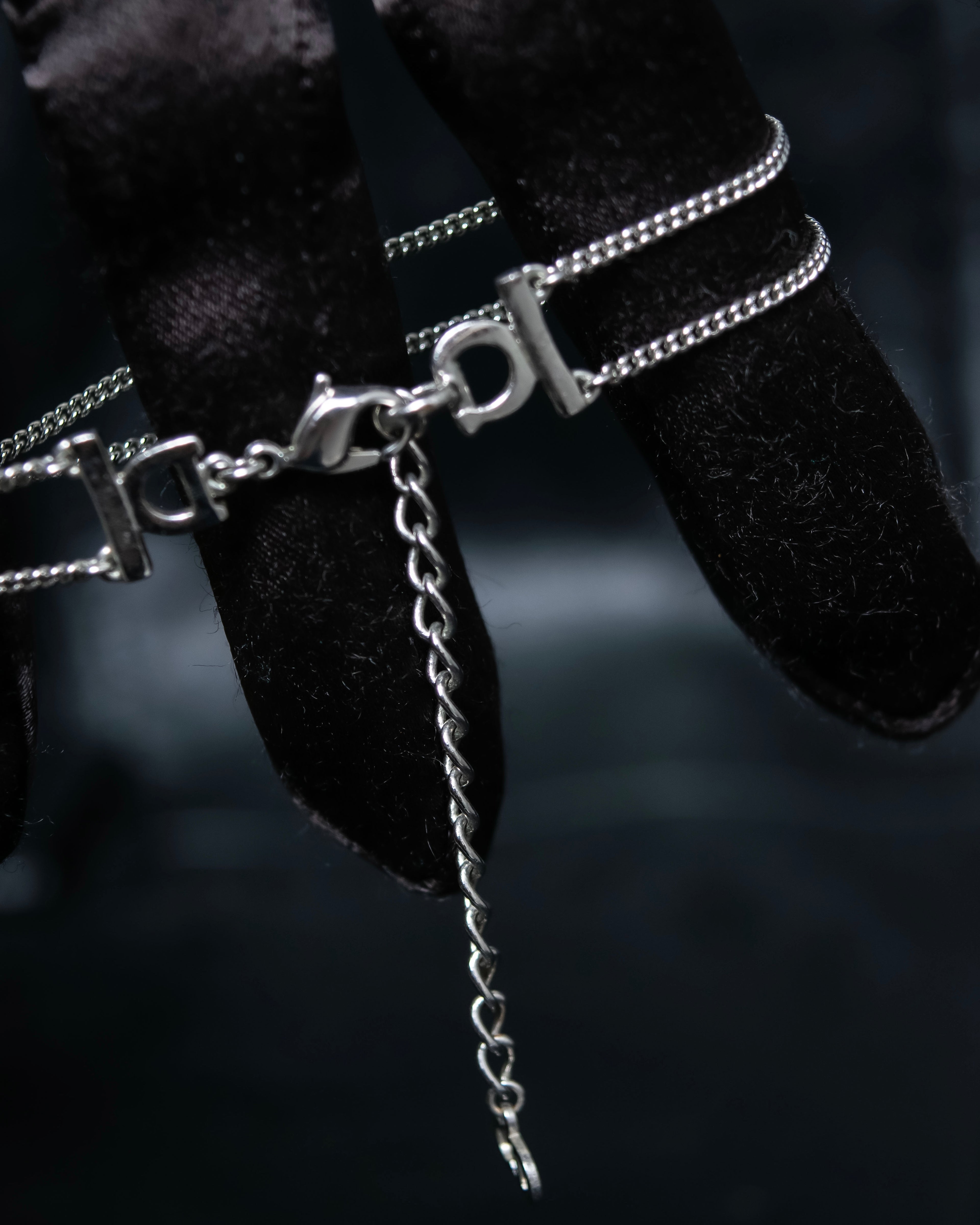 “Christian Dior” CD motif double silver chain bracelet