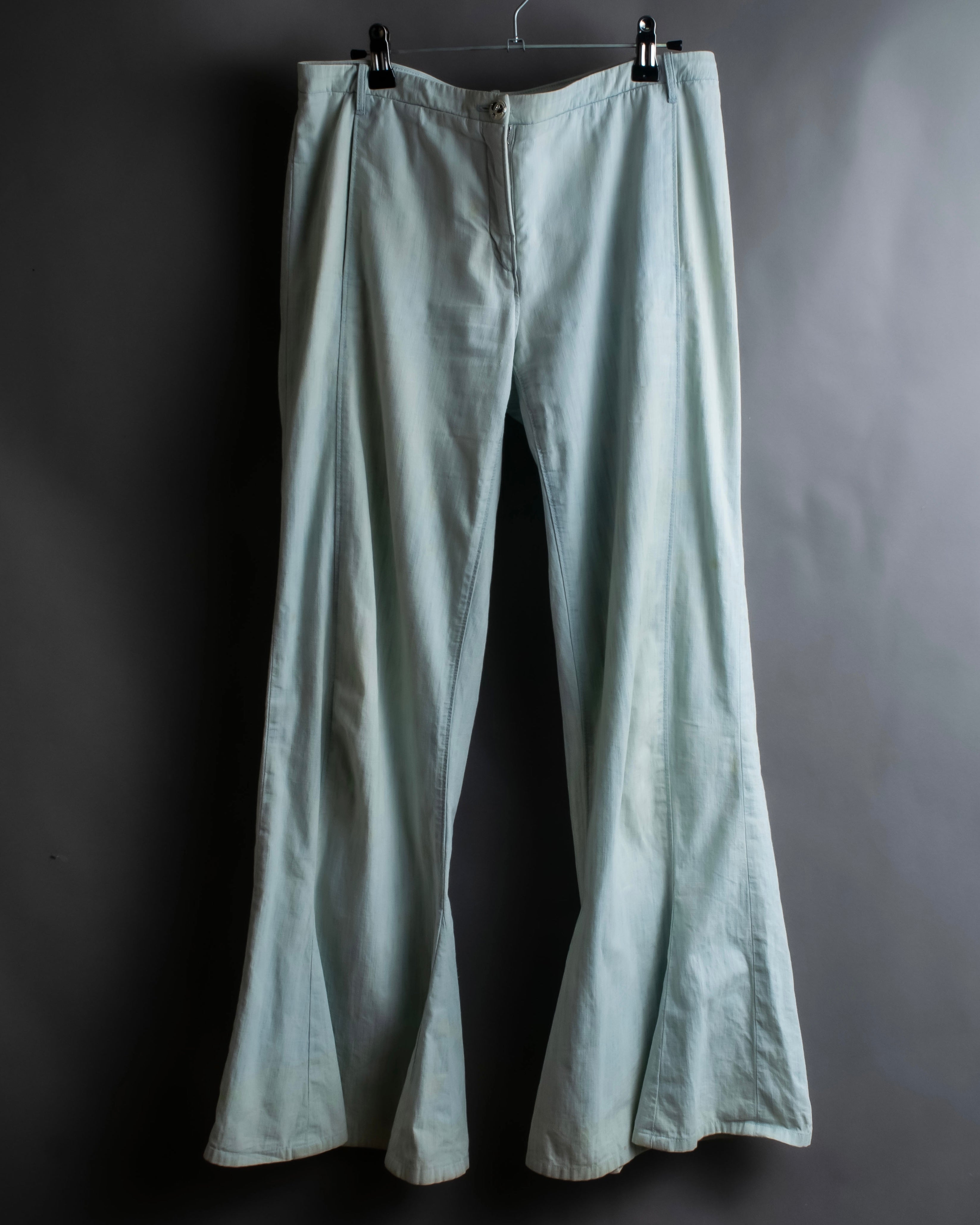 "CHANEL" Coco Mark button detail washed flared denim