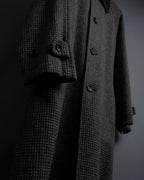 "tricot COMME des GARCONS" Leather collar design houndstooth pattern oversized long coat