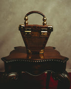 –SPECIAL– "GABBRIELLI FIRENZE" 70's-80's Sculptural structured leather handbag