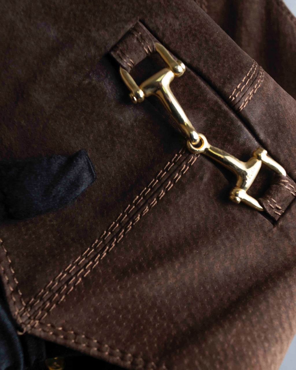 "CELINE" Horse tack motif metal fittings design suede vest