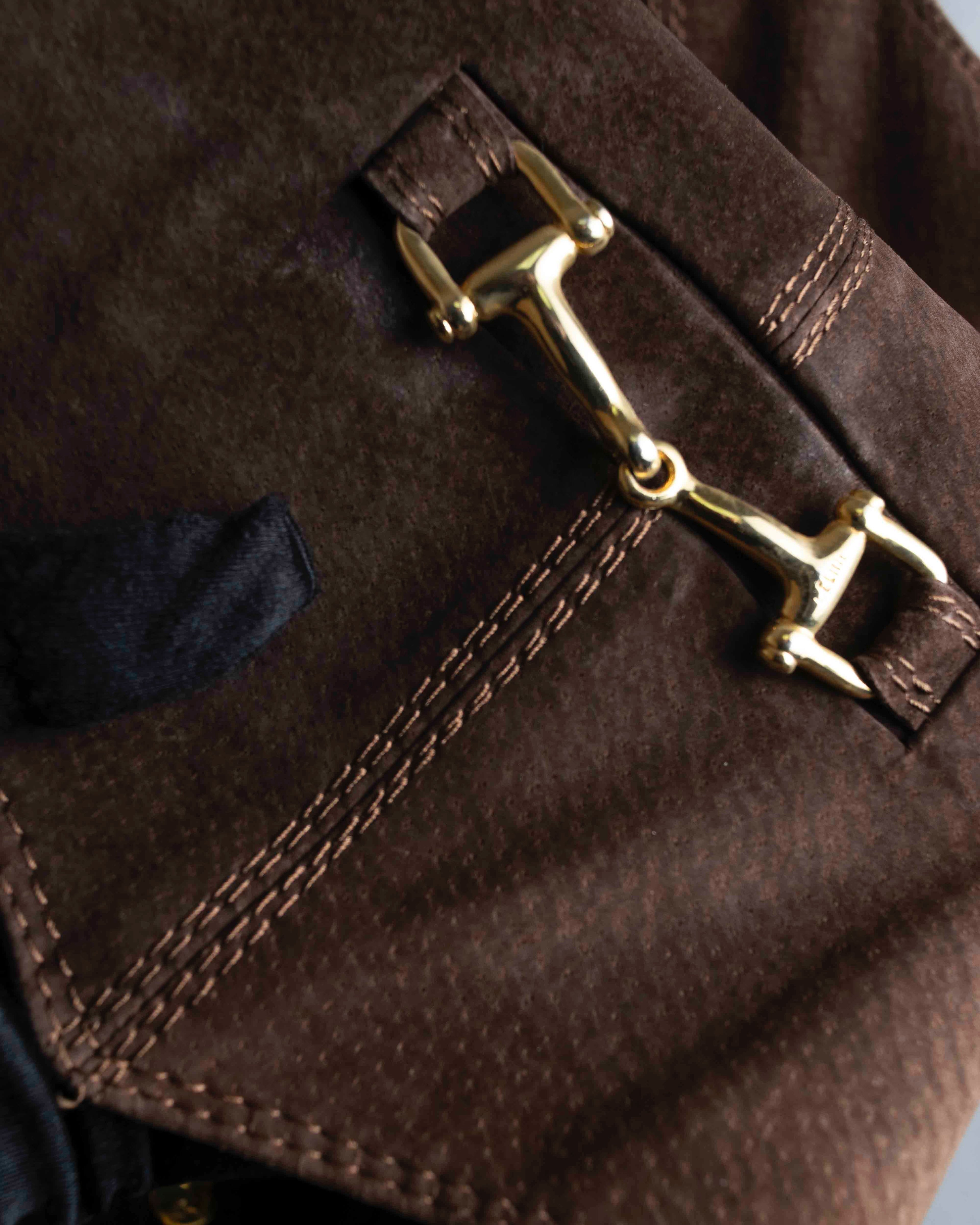 "CELINE" Horse tack motif metal fittings design suede vest