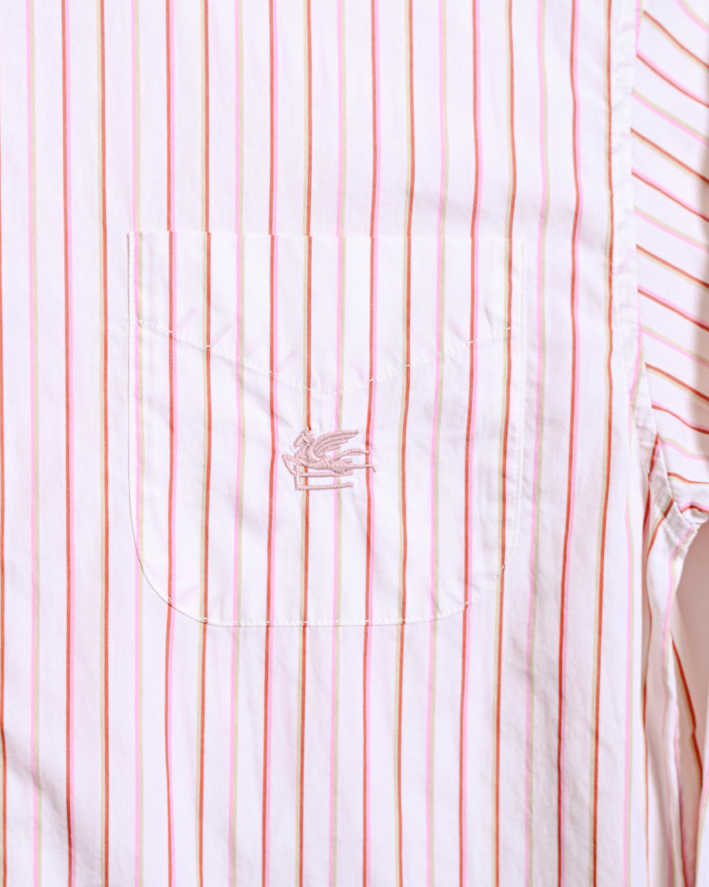 ETRO/ Oversized Multi Color Striped Shirt Pink × White