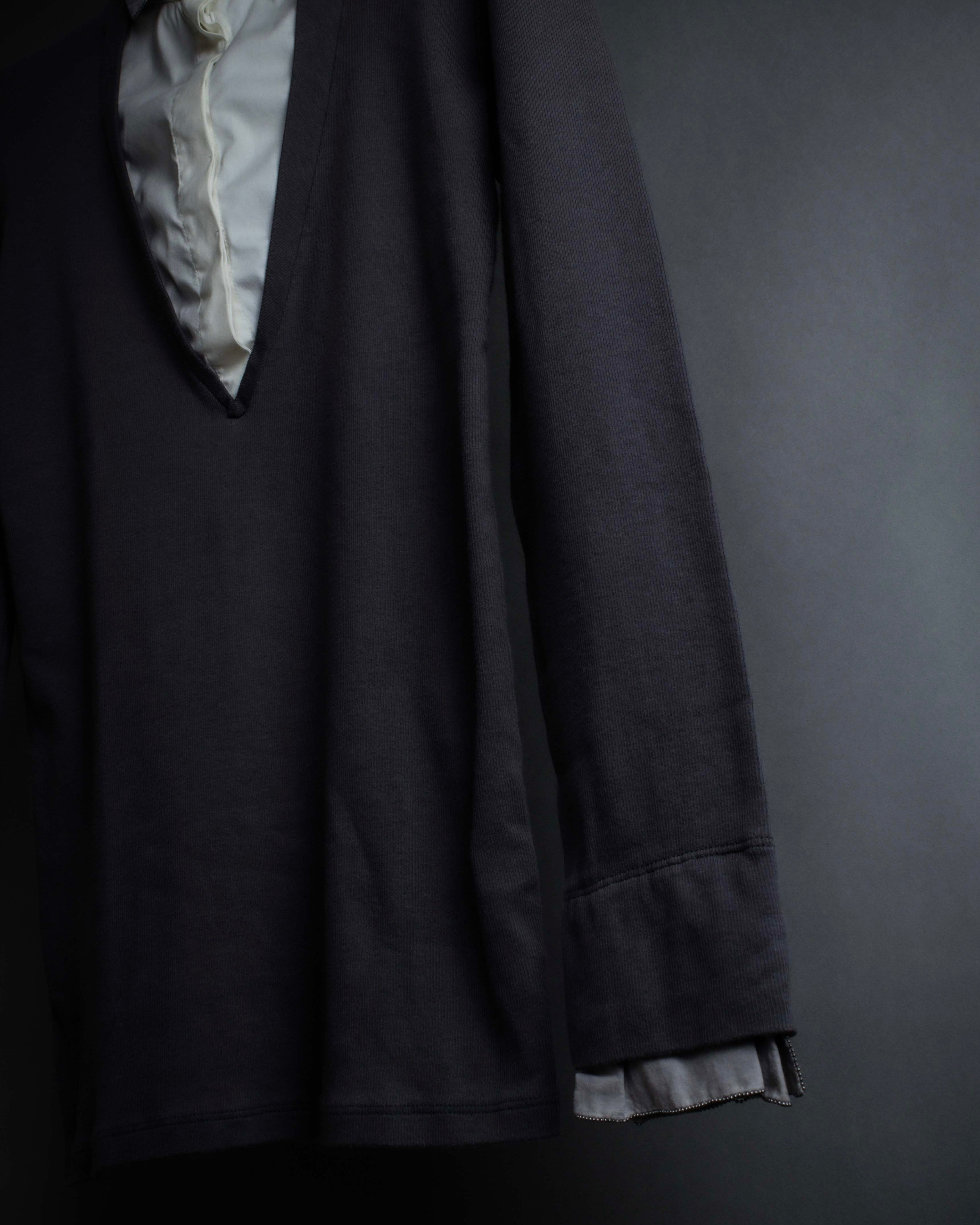 "BRUNELLO CUCINELLI" Layered shirt docking design knit pullover