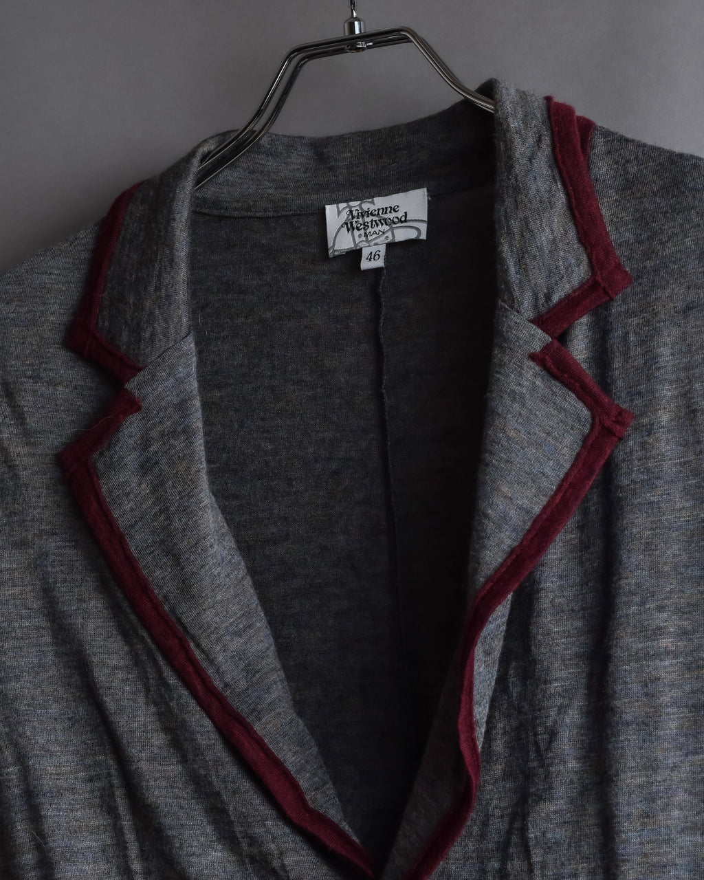 "Vivienne Westwood MAN" Bordeaux piping design draped tailored jacket