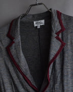 "Vivienne Westwood MAN" Bordeaux piping design draped tailored jacket