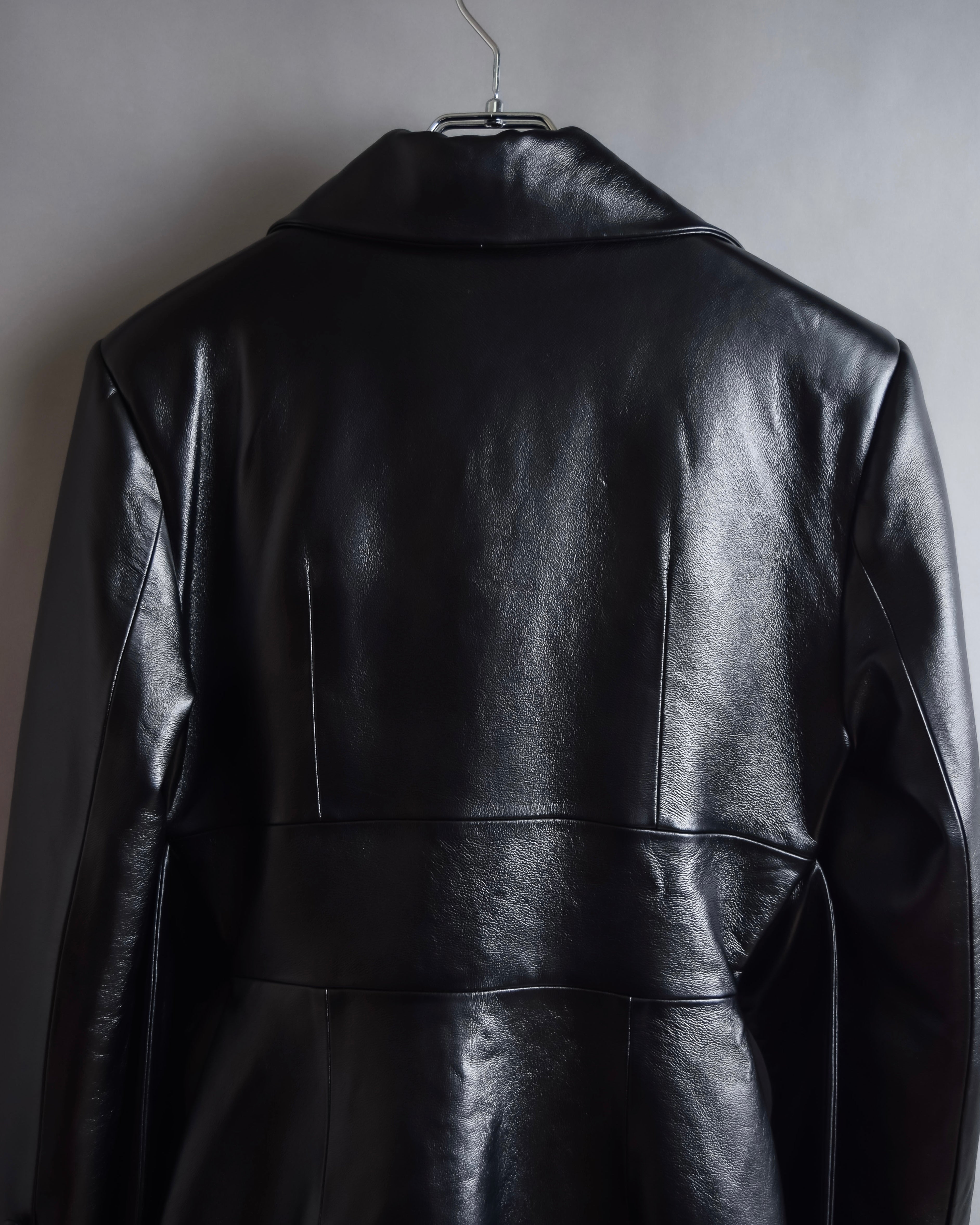 "MATÉRIEL TBILISI" Draped belted synthetic leather long jacket