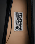 “SALVATORE FERRAGAMO” 00’s Haircalf crystal ornament shoes