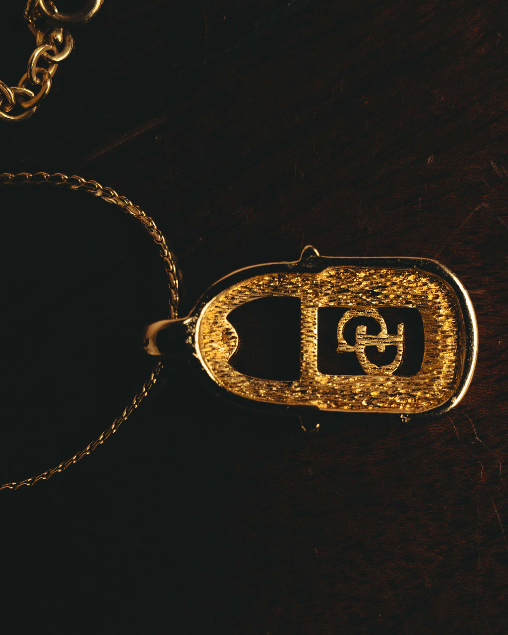 "Christian Dior" 90's Rhinestone padlock pendant necklace