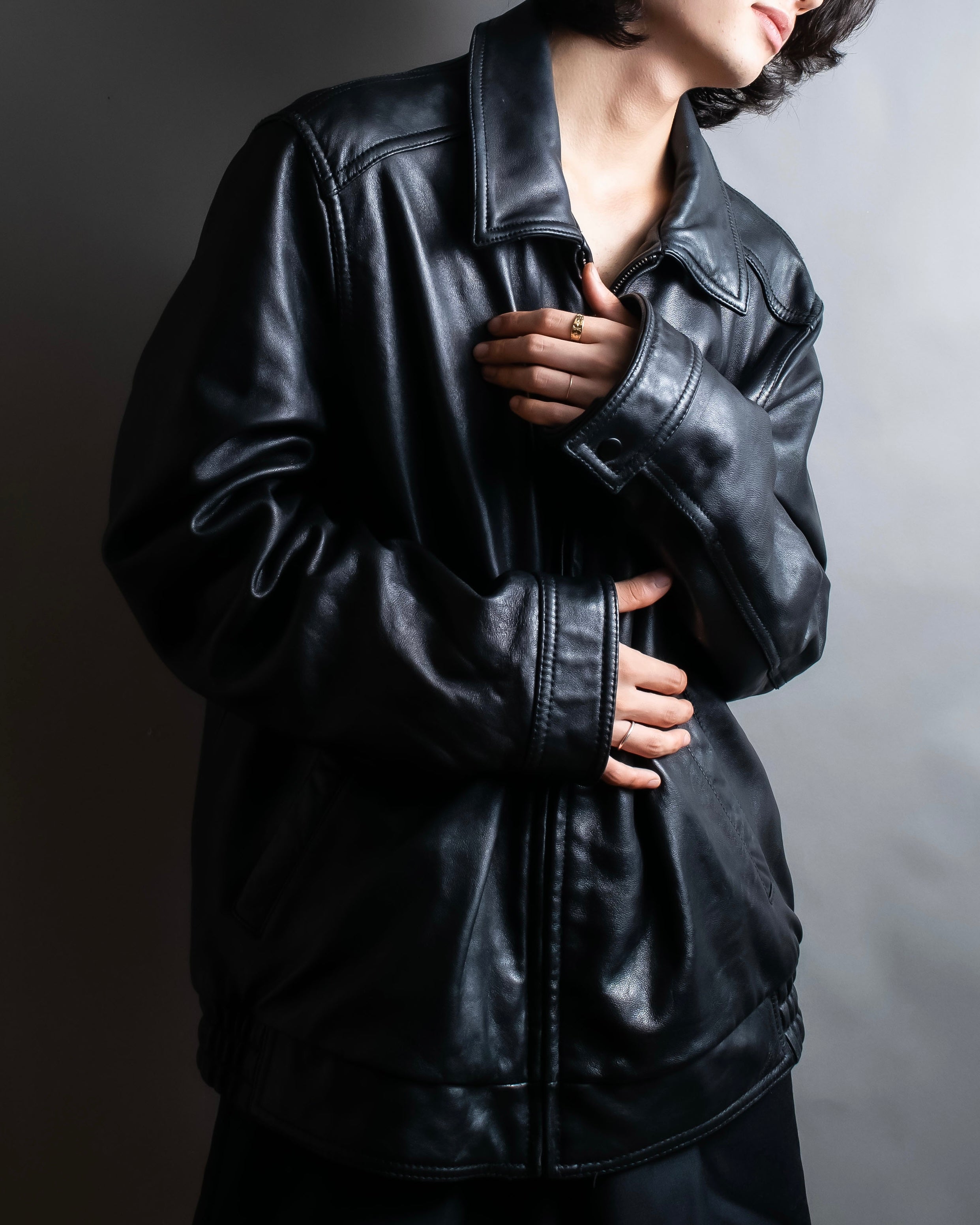 "M. JULIAN" High quality leather single riders blouson