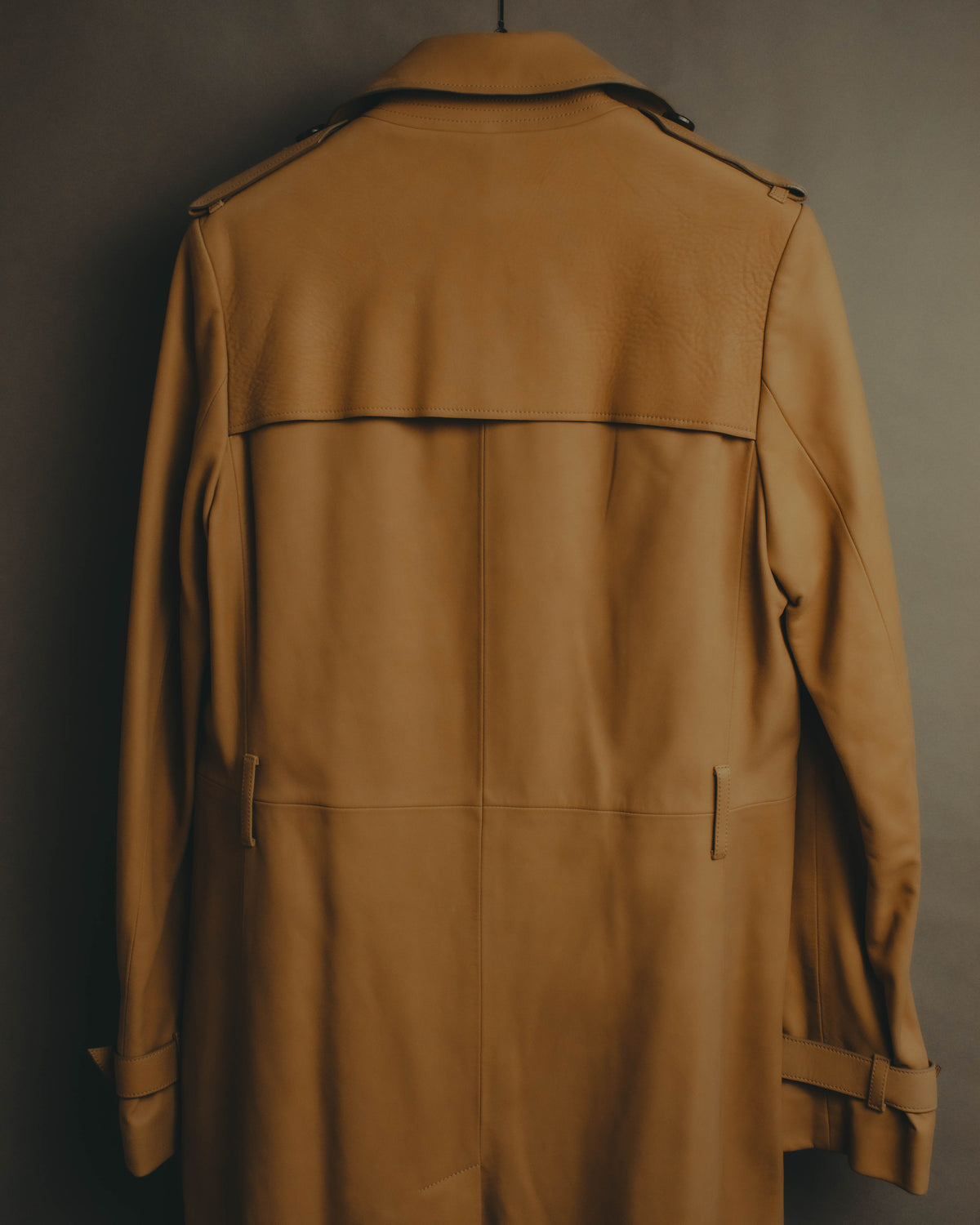 –SPECIAL– “Maison Martin Margiela” 2012AW Leather trench coat with Line 4 printed lining