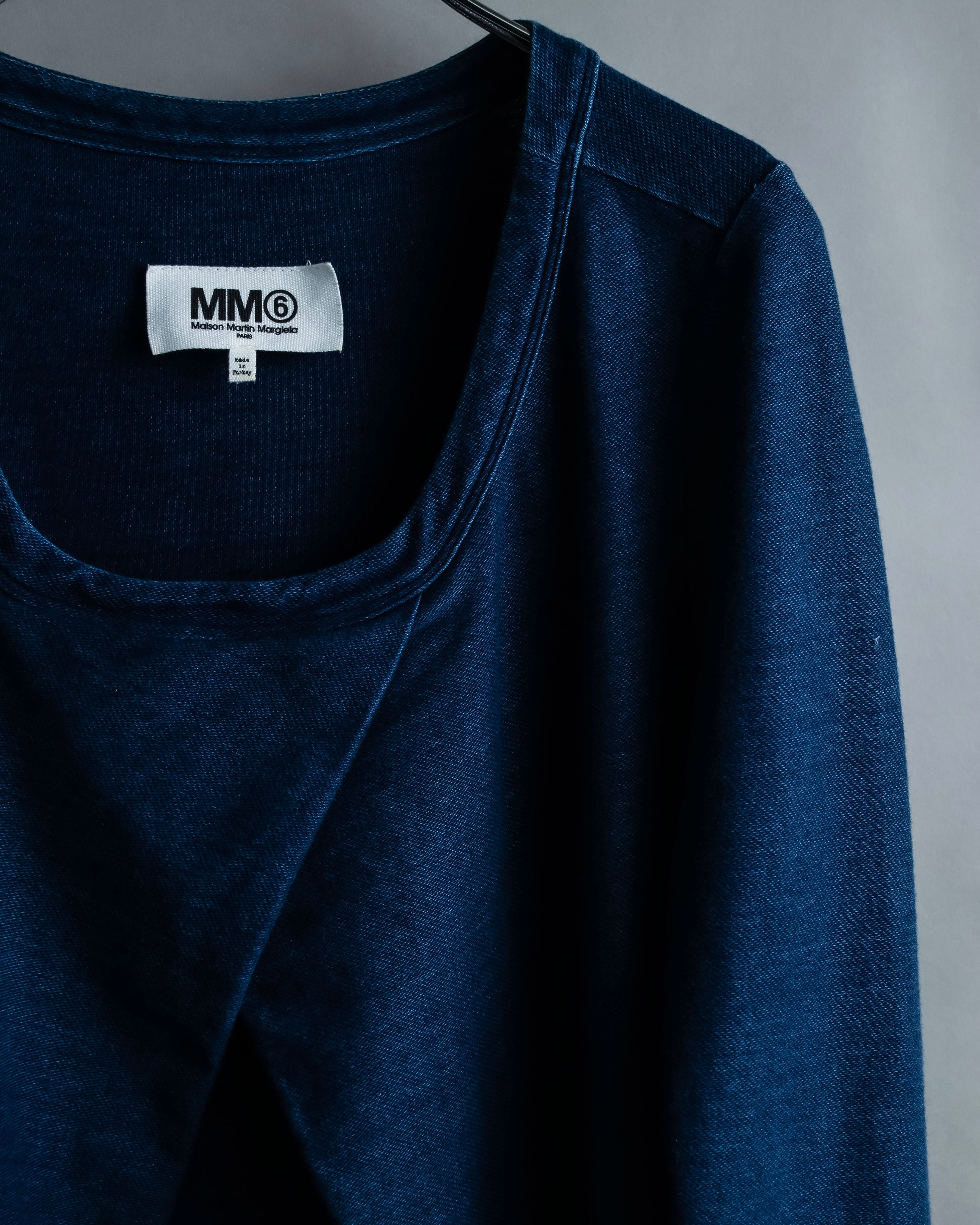 “MM6” front cut designed dennim long pull over