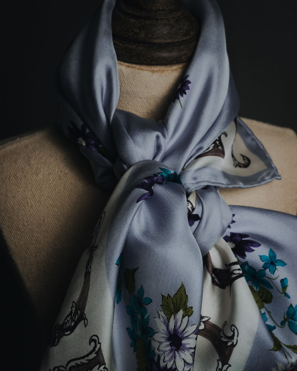 "Christian Dior" 80’s-90’s botanical dior typography silk scarf