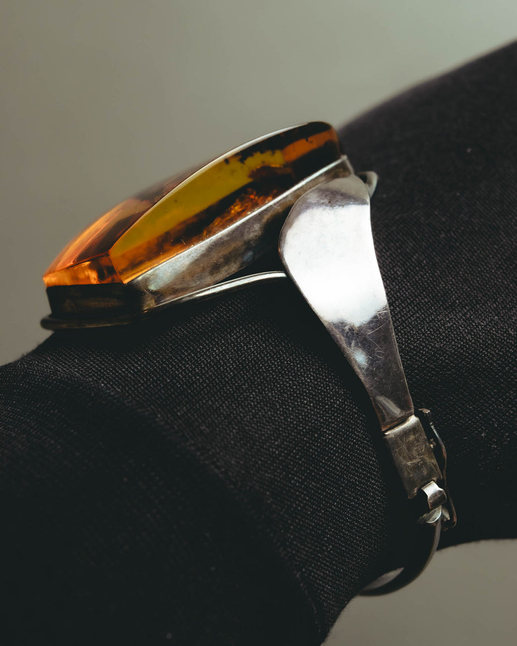 "Vintage" Sculptural amber tone statement bracelet