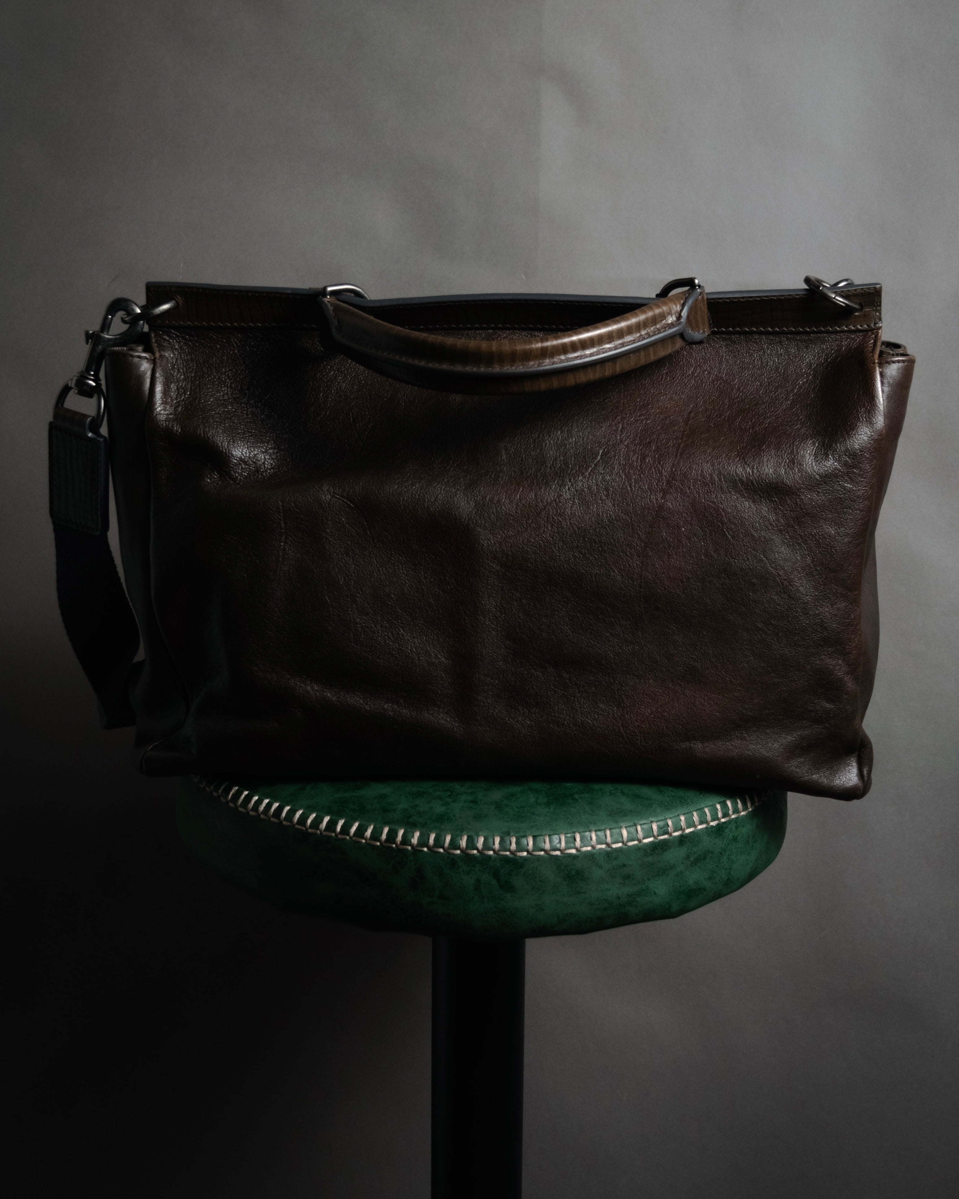 "DOLCE & GABBANA" 00’s-10’s Grained leather canvas-lined satchel bag