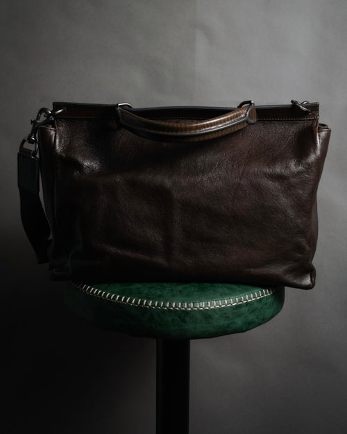 "DOLCE & GABBANA" 00’s-10’s Grained leather canvas-lined satchel bag