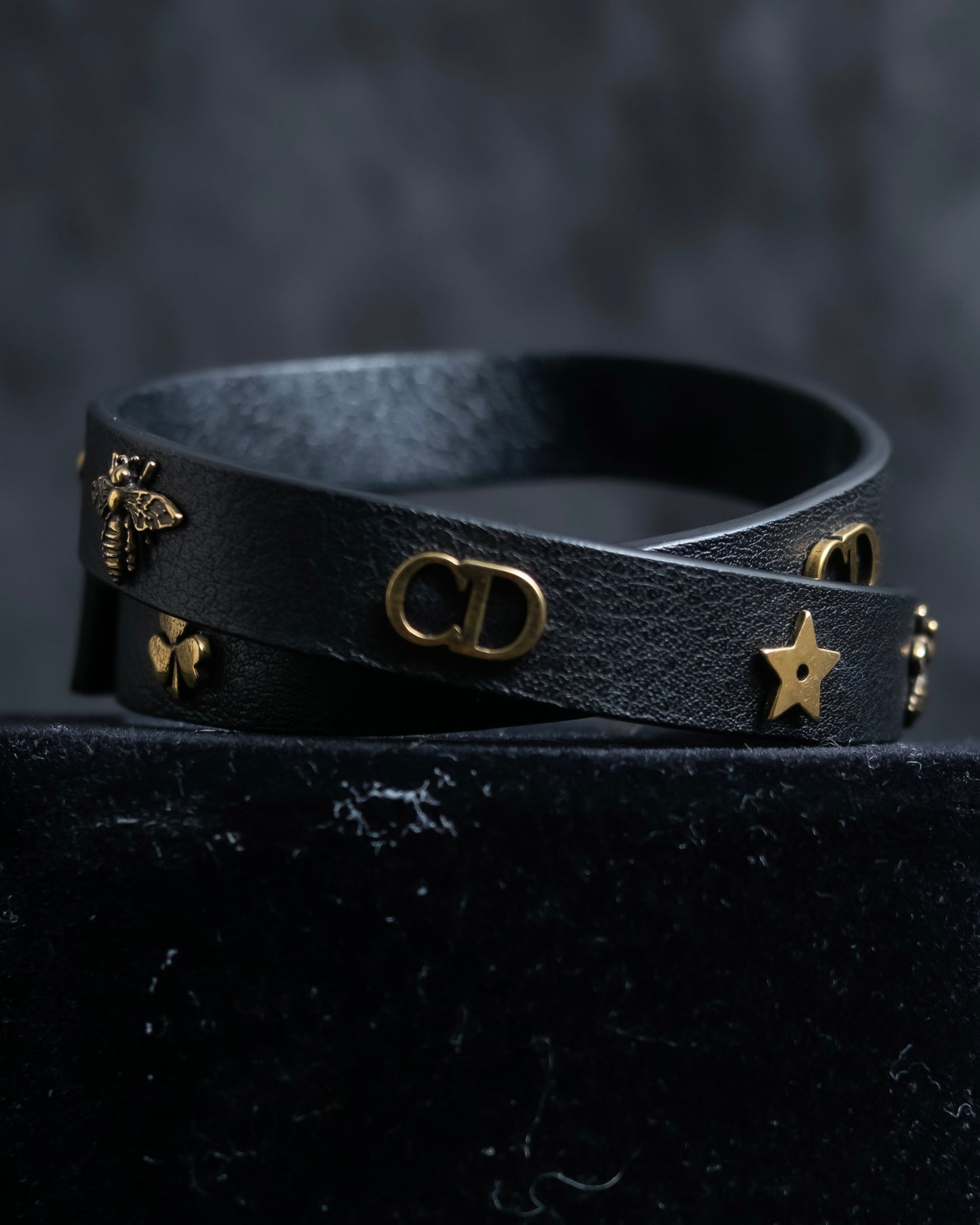 "Christian Dior" Mystical motif leather bracelet