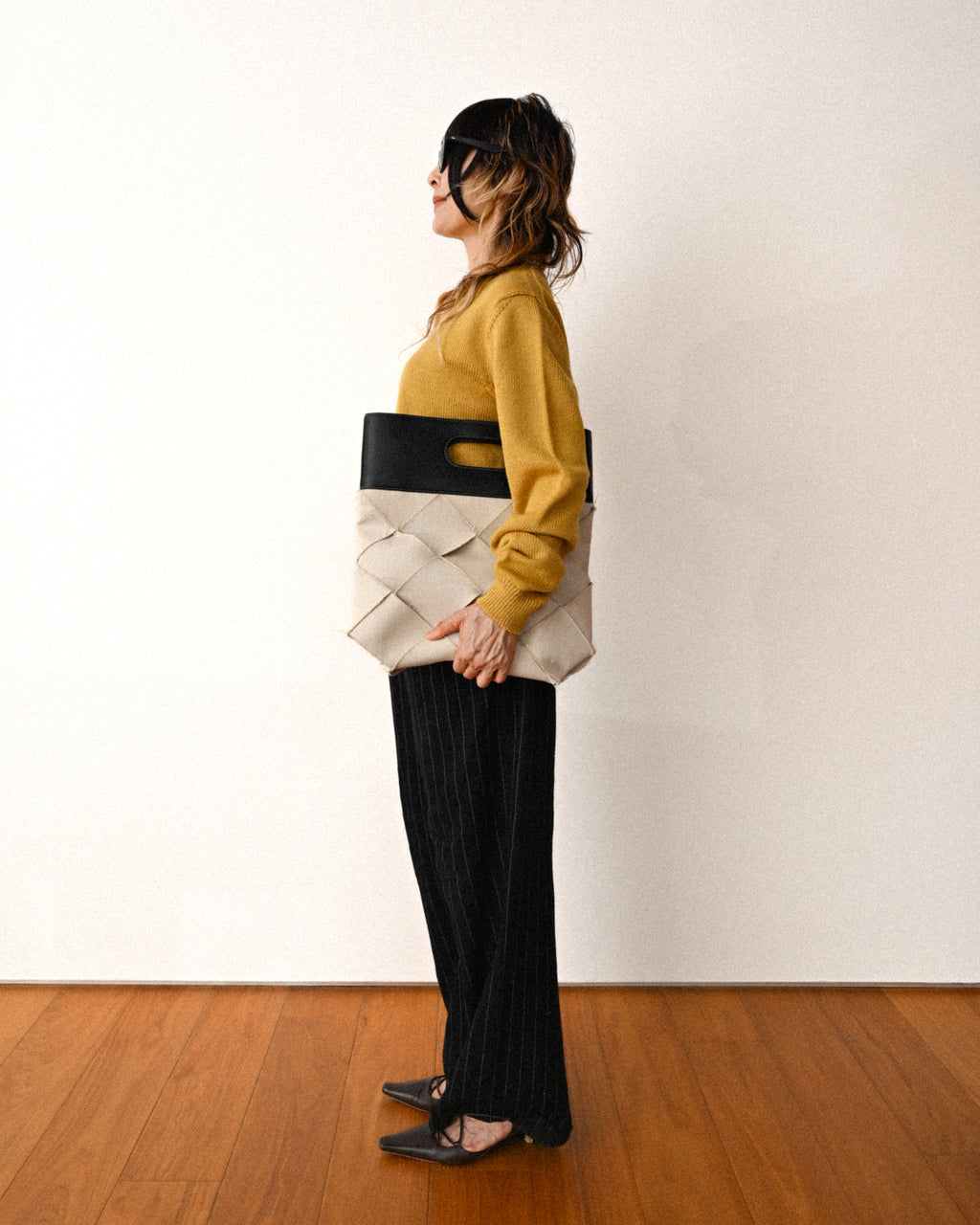 PRADA/ Classic Chunky Knit Crew Neck Sweater Mustard Yellow
