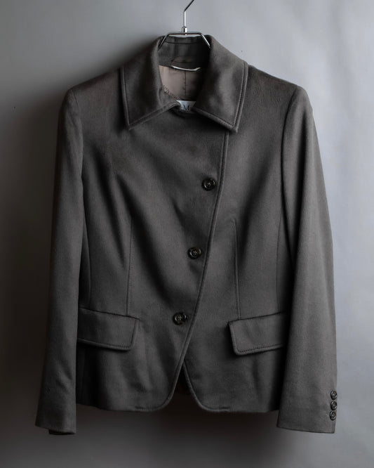 "Max Mara" Diagonal front button design stand collar jacket