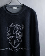 "Saint Laurent" Handsome face embroidery mohair blend oversized knit
