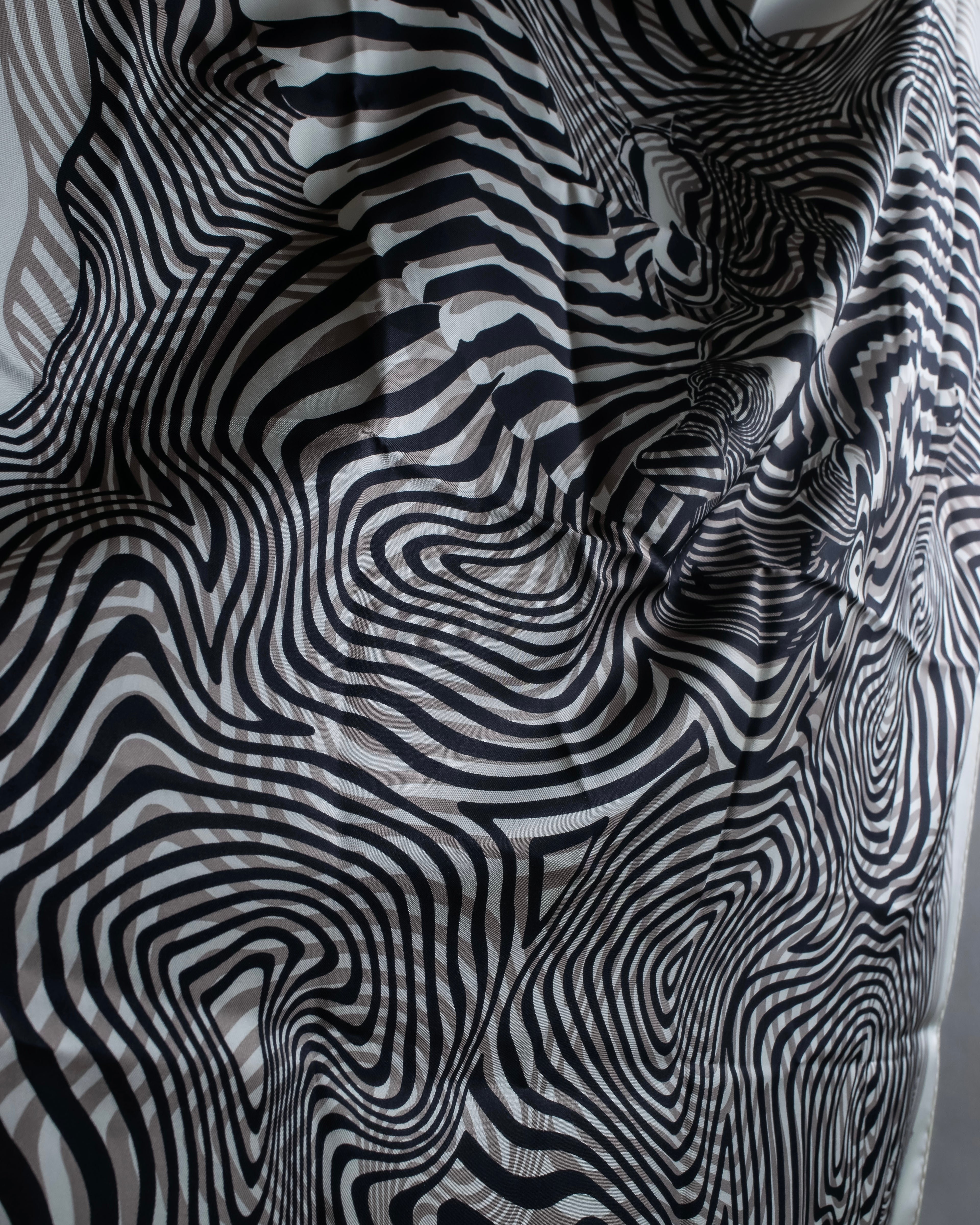 "HERMES" Zebra abstract print Carre 90 silk scarf