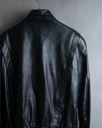 "Claude Montana" Drawcord detail stand-up collar leather blouson