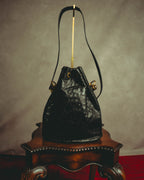 –SPECIAL– "GUCCI" 80's Bamboo handle leather bucket bag