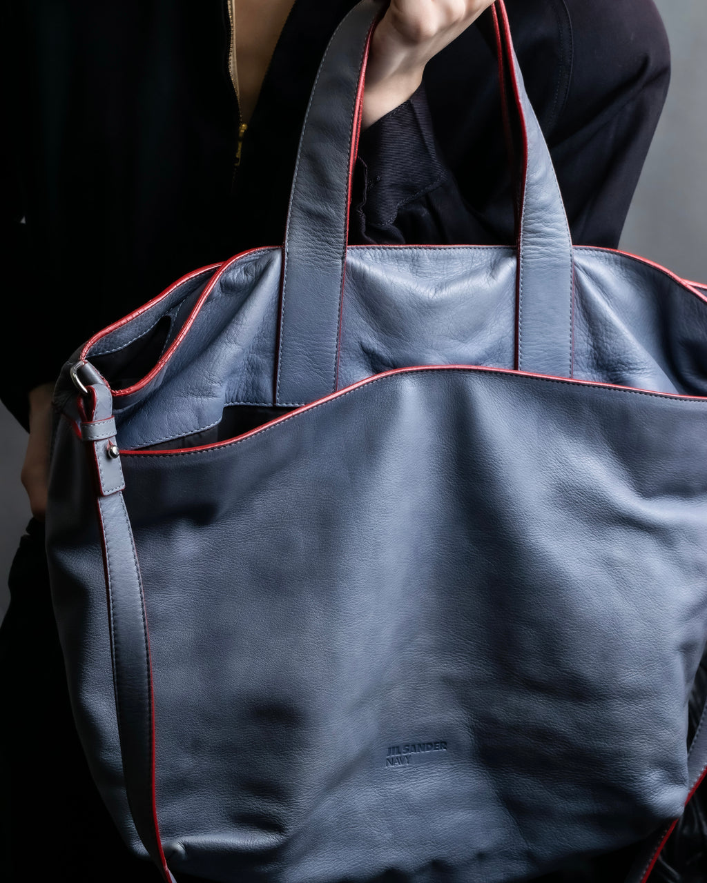 "JIL SANDER navy" bicolor 2way tote bag