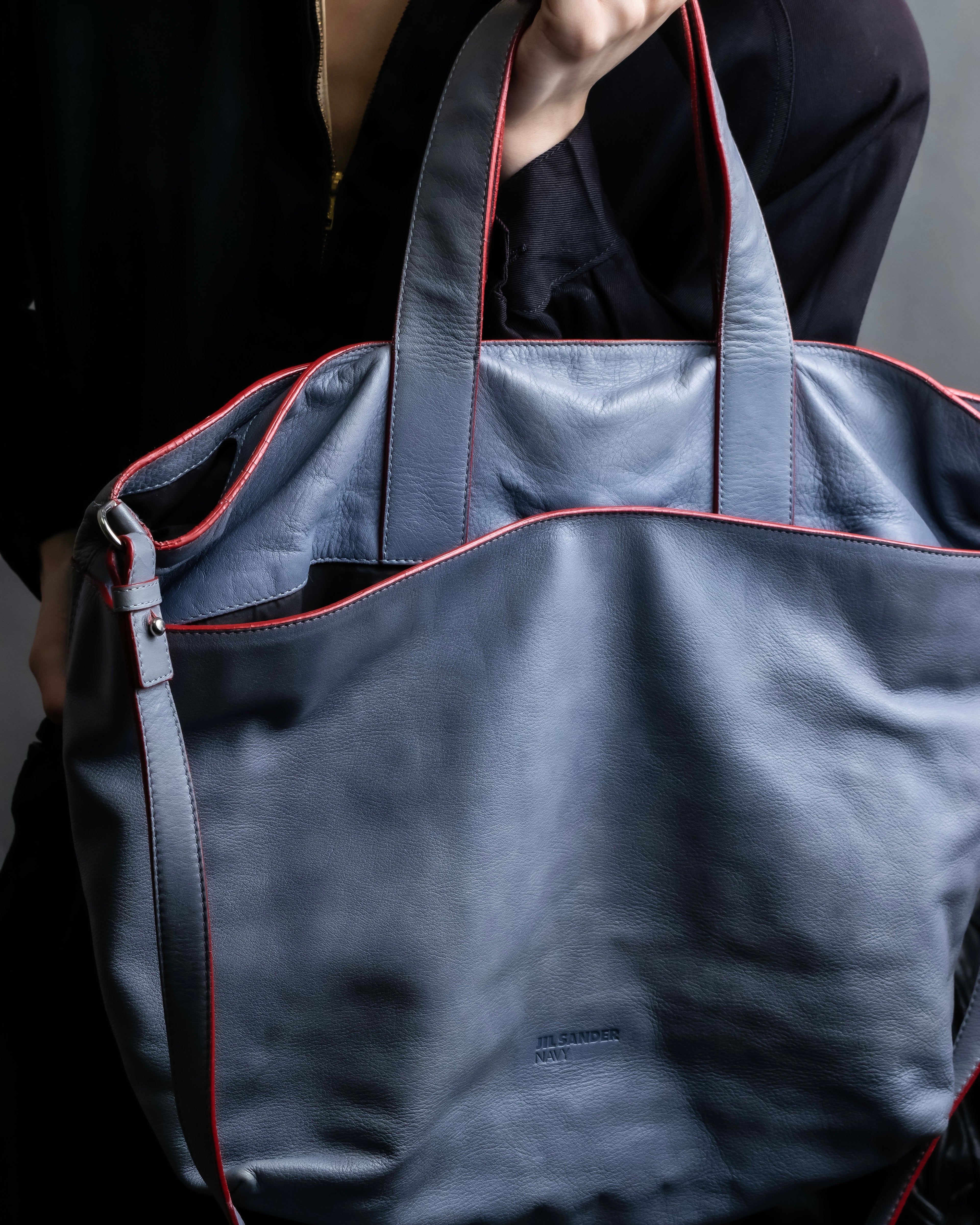 "JIL SANDER navy" bicolor 2way tote bag