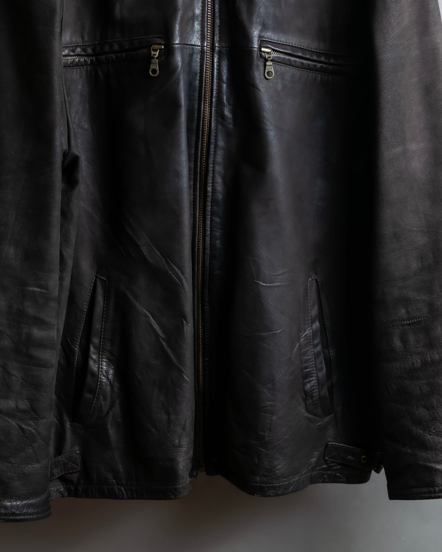 "Vintage oversized zip up leather jacket"