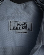 “HERMES” 80’s clou de selle-button jacquard dress shirt