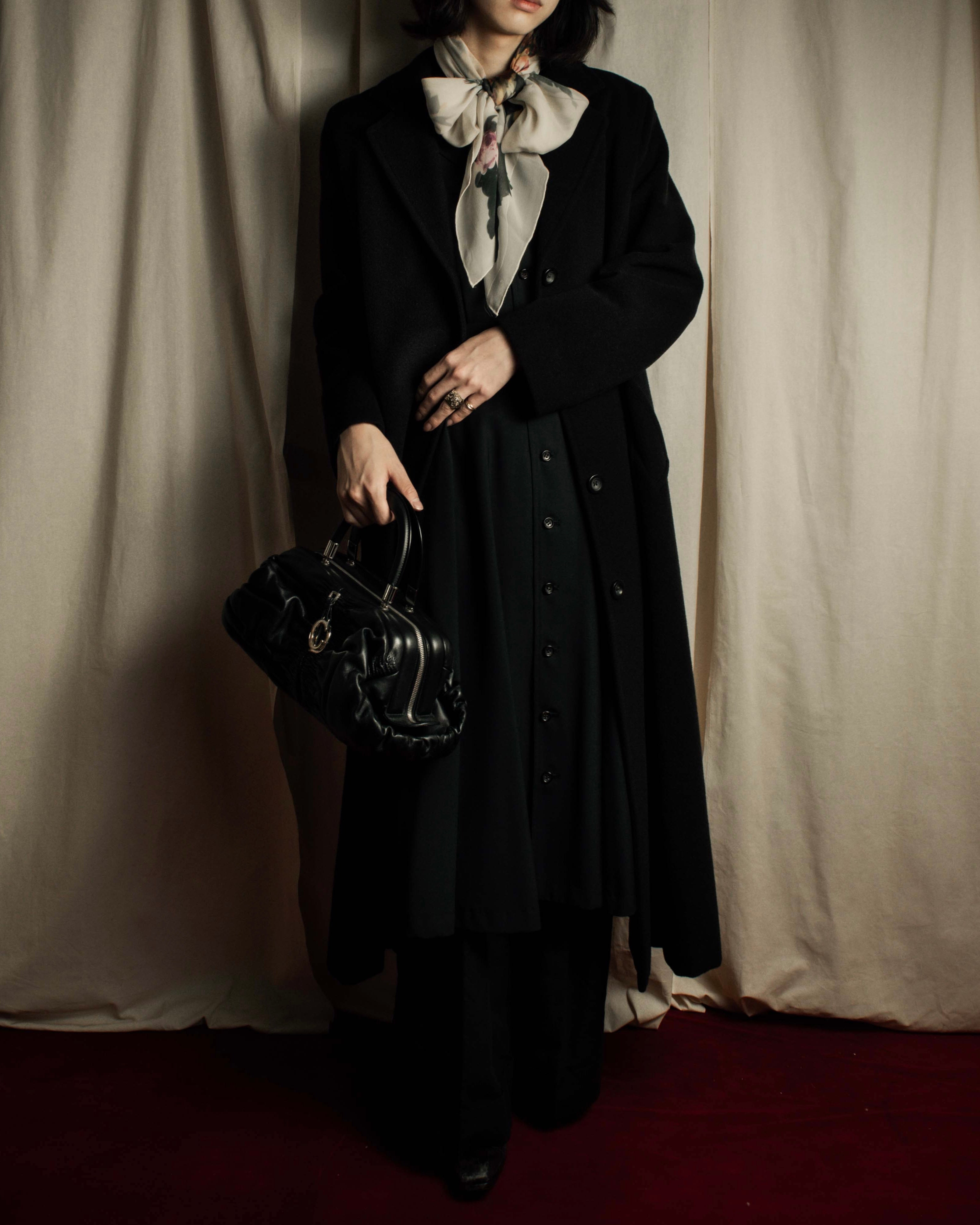 "Christian Dior" CD motif charm design gathered leather hand bag