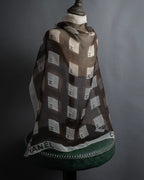 "CHANEL" 90's Square icon logo pattern sheer silk scarf
