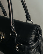 “Salvatore Ferragamo“ 00’s-10’s Gancini ring hardware leather shoulder bag