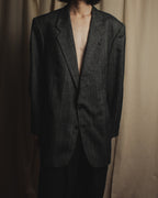 Chaqueta entallada de tweed de espina de pescado estructurado de los años 70-80 de Yves Saint Laurent