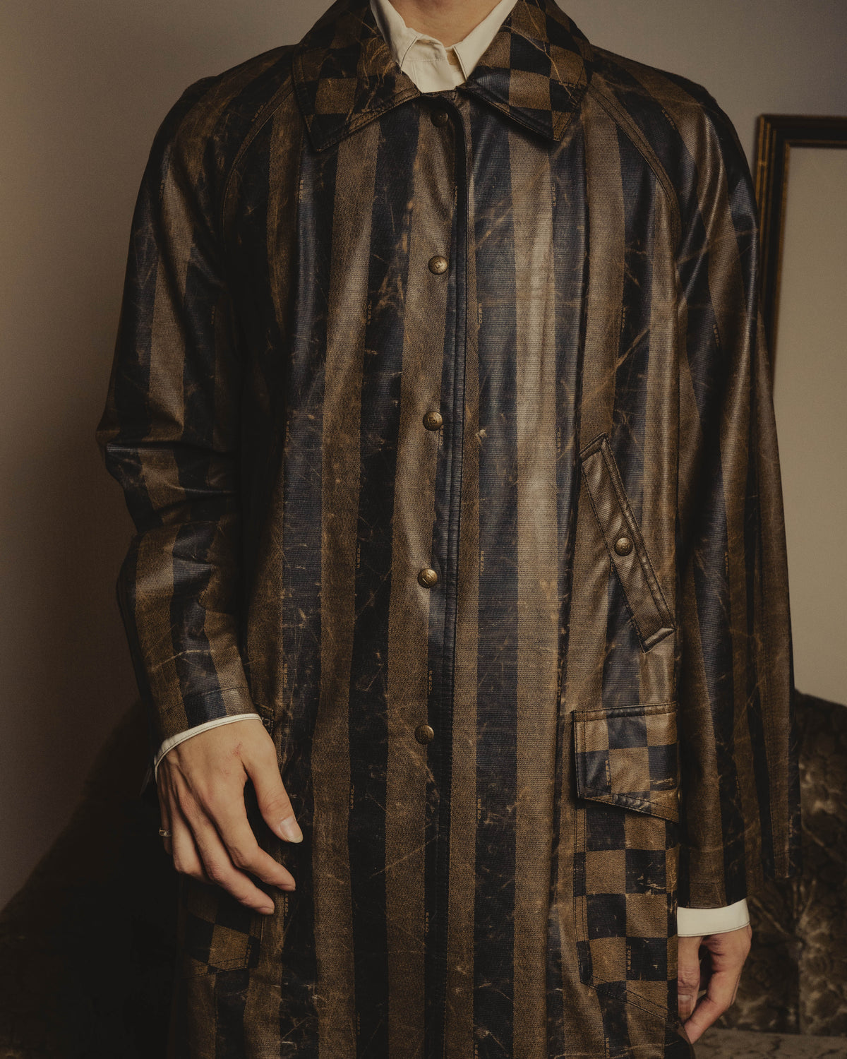 "FENDI" 90's Graphic patterned long coat