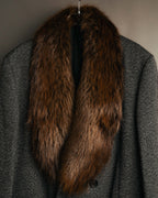 -SPECIAL- "GUCCI" 00's-10's Luxurious beaver fur-collar wool overcoat