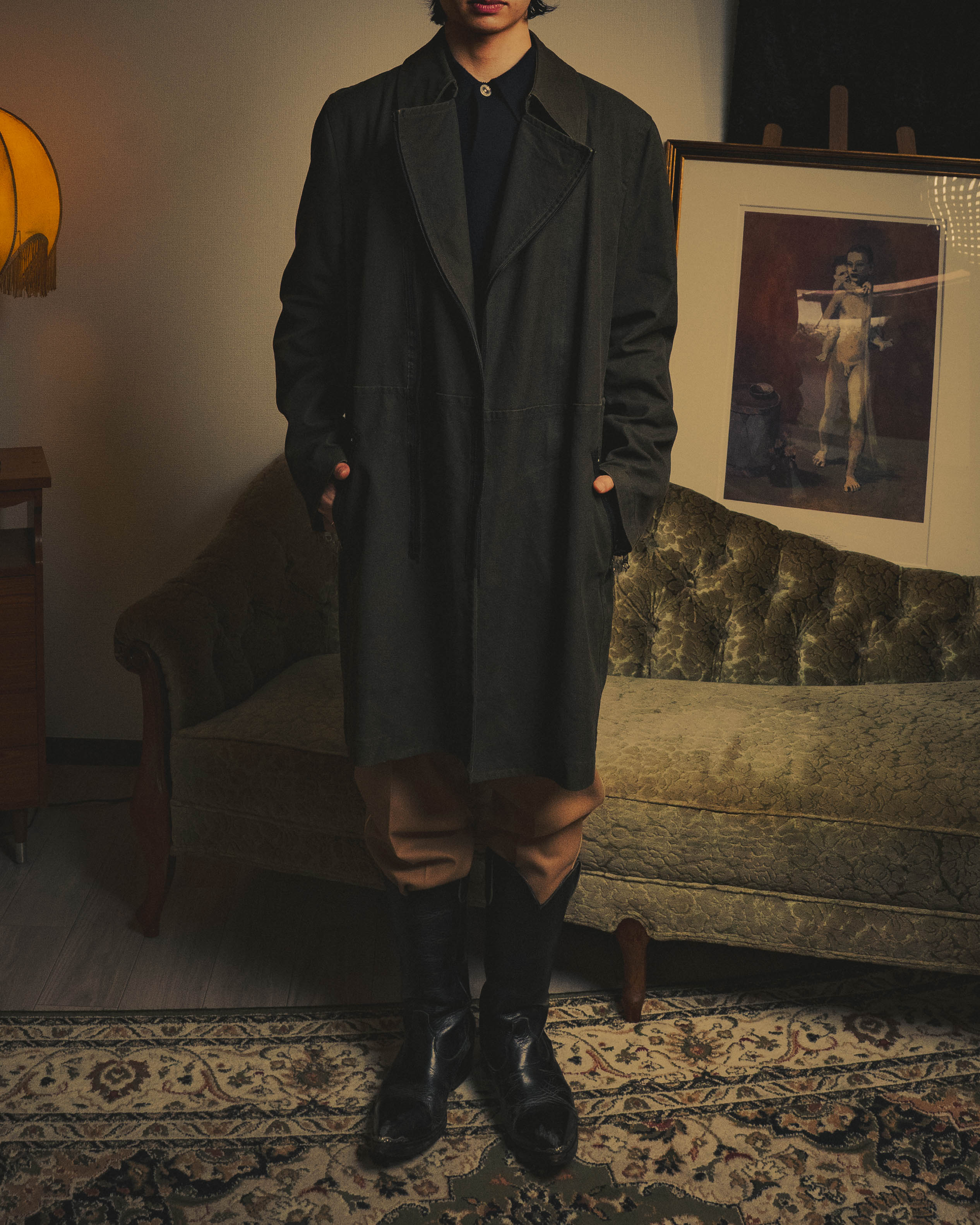 -SPECIAL- "COMME des GARÇONS HOMME" 03AW Asymmetric zip long coat