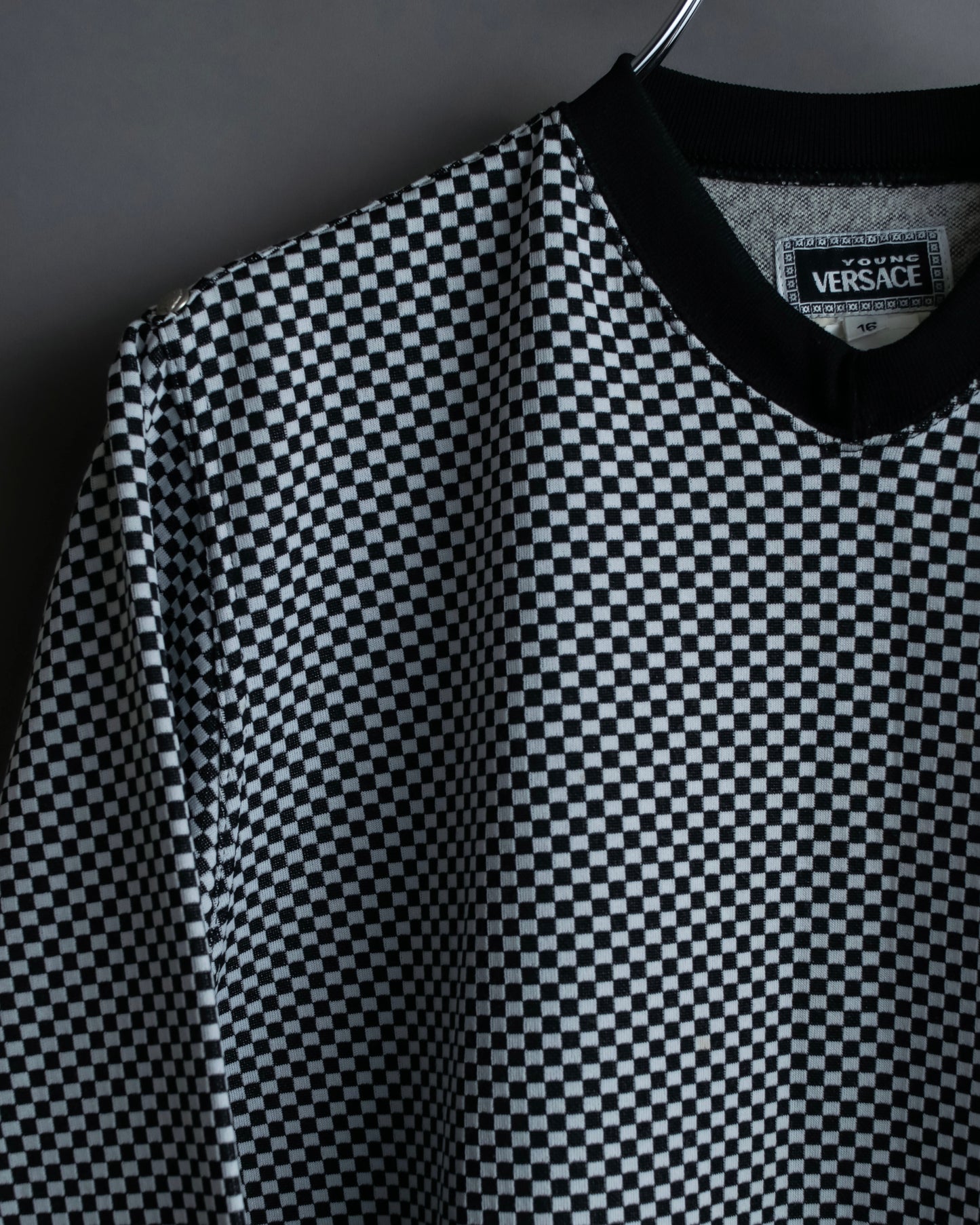 “VERSACE” checkered pattern zip pocket pull over