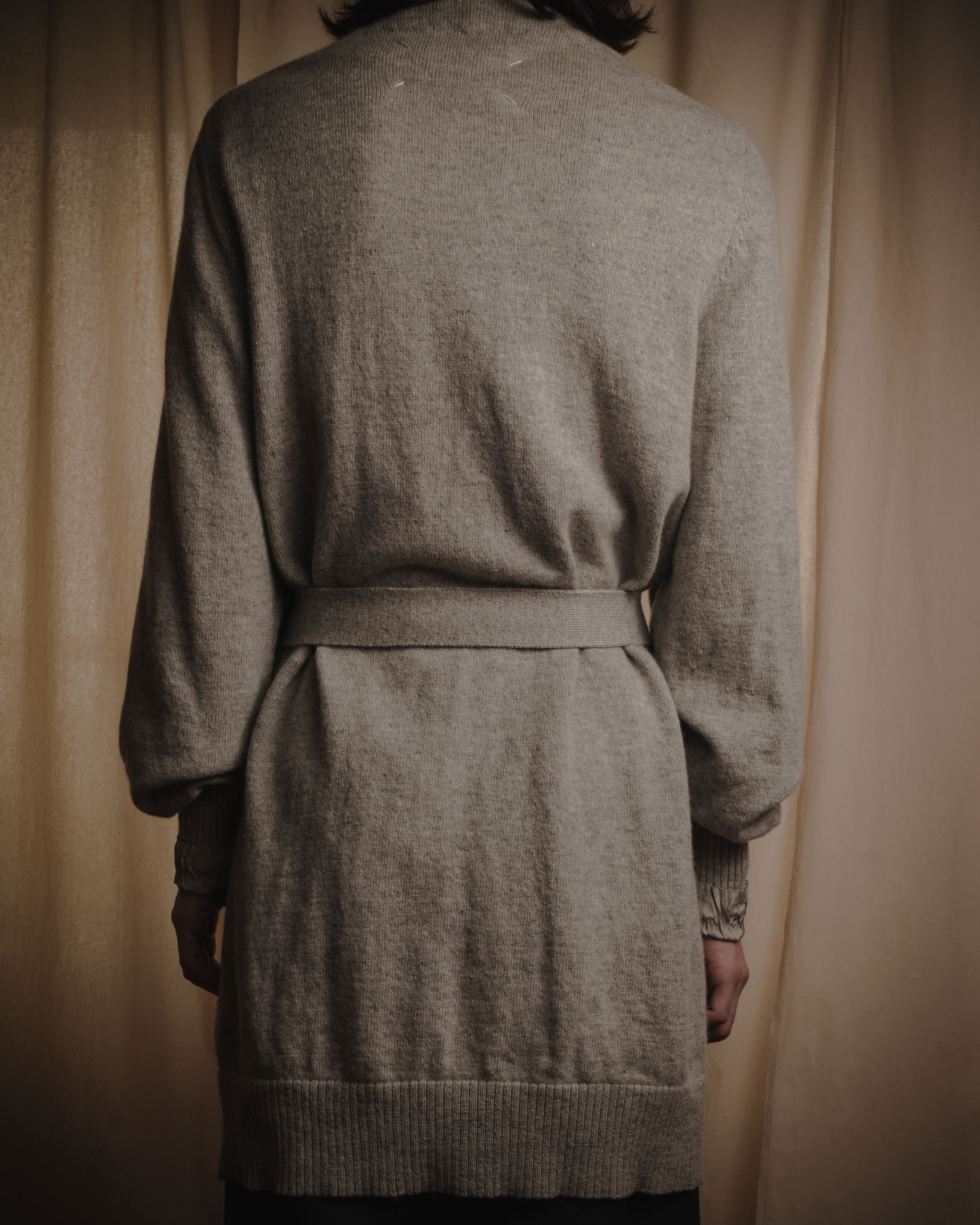 "Maison Margiela" 17AW belted gown knit coat