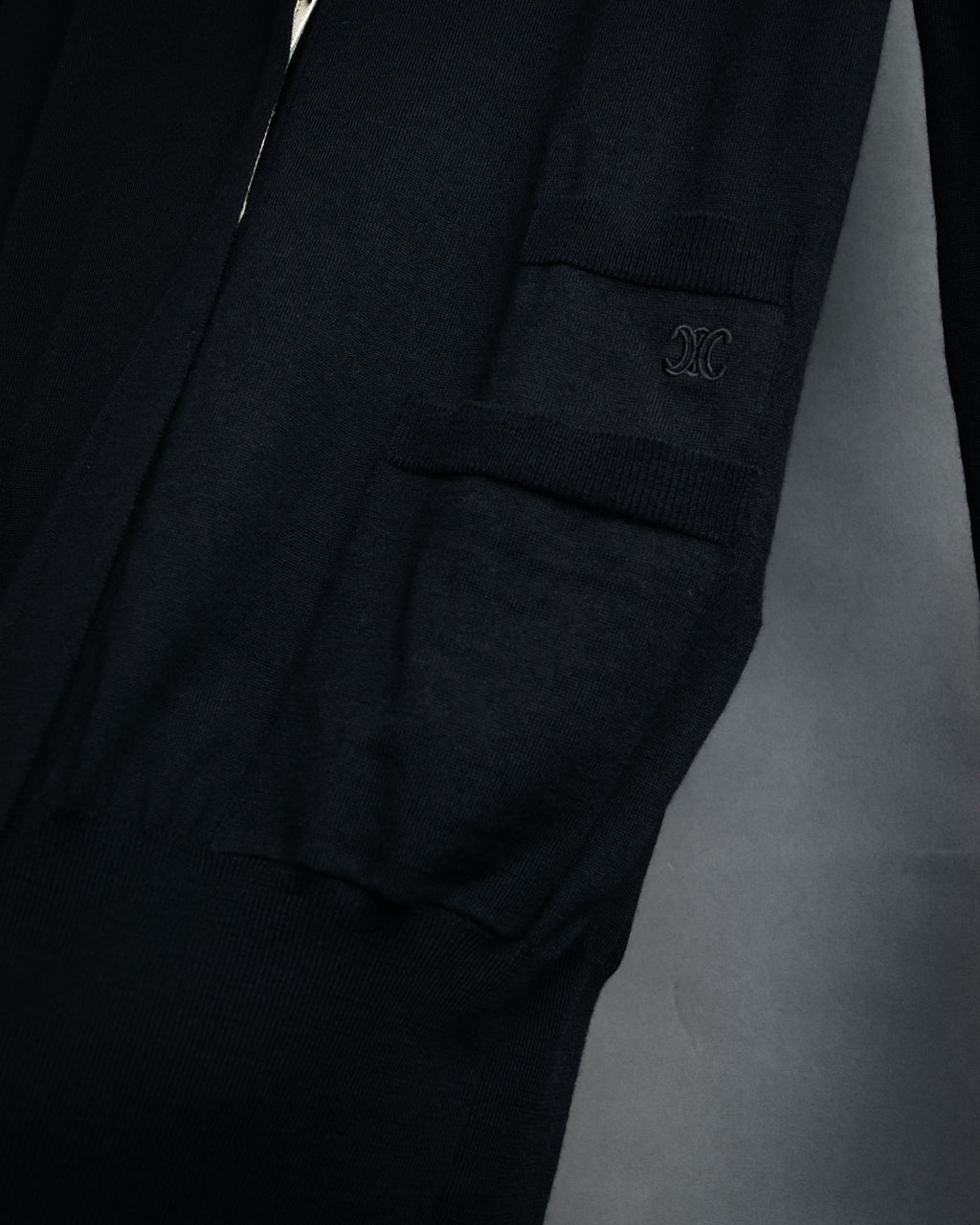 “CELINE” 2010’s Contrast placket wool silk cardigan