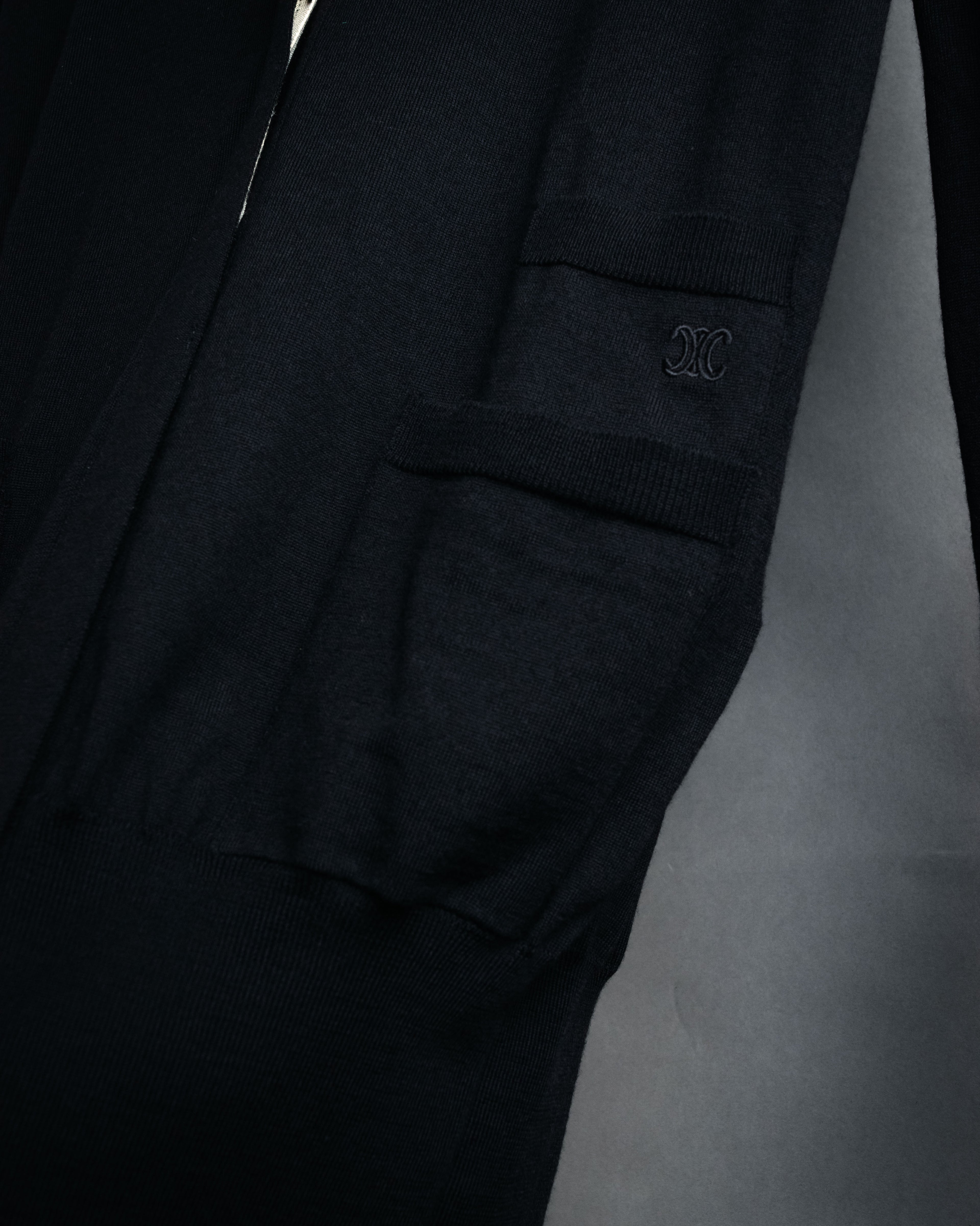 “CELINE” 2010’s Contrast placket wool silk cardigan