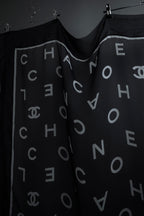 "CHANEL" Typography logo engraved large scarf