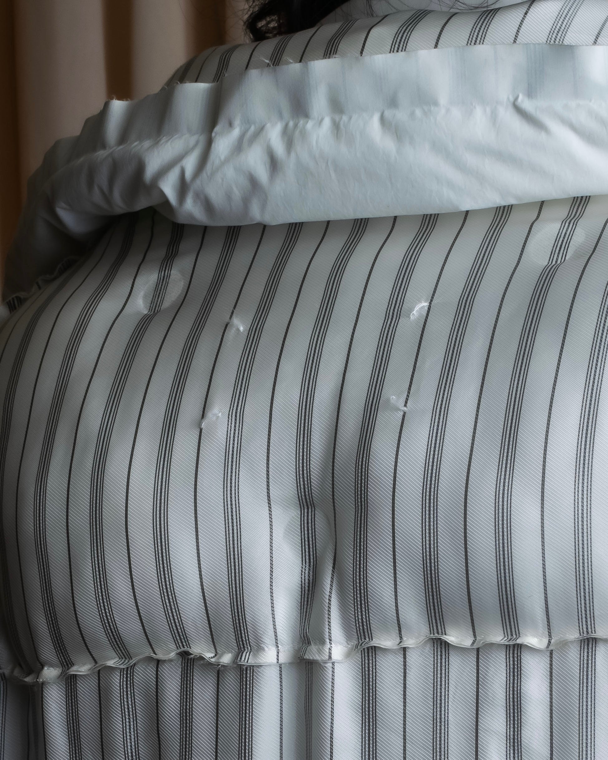 "MAISON MARGIELA" Multi-stripe pattern quilted padded oversized tailored coat