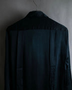 "CHANEL" Coco mark button design black glossy shirt