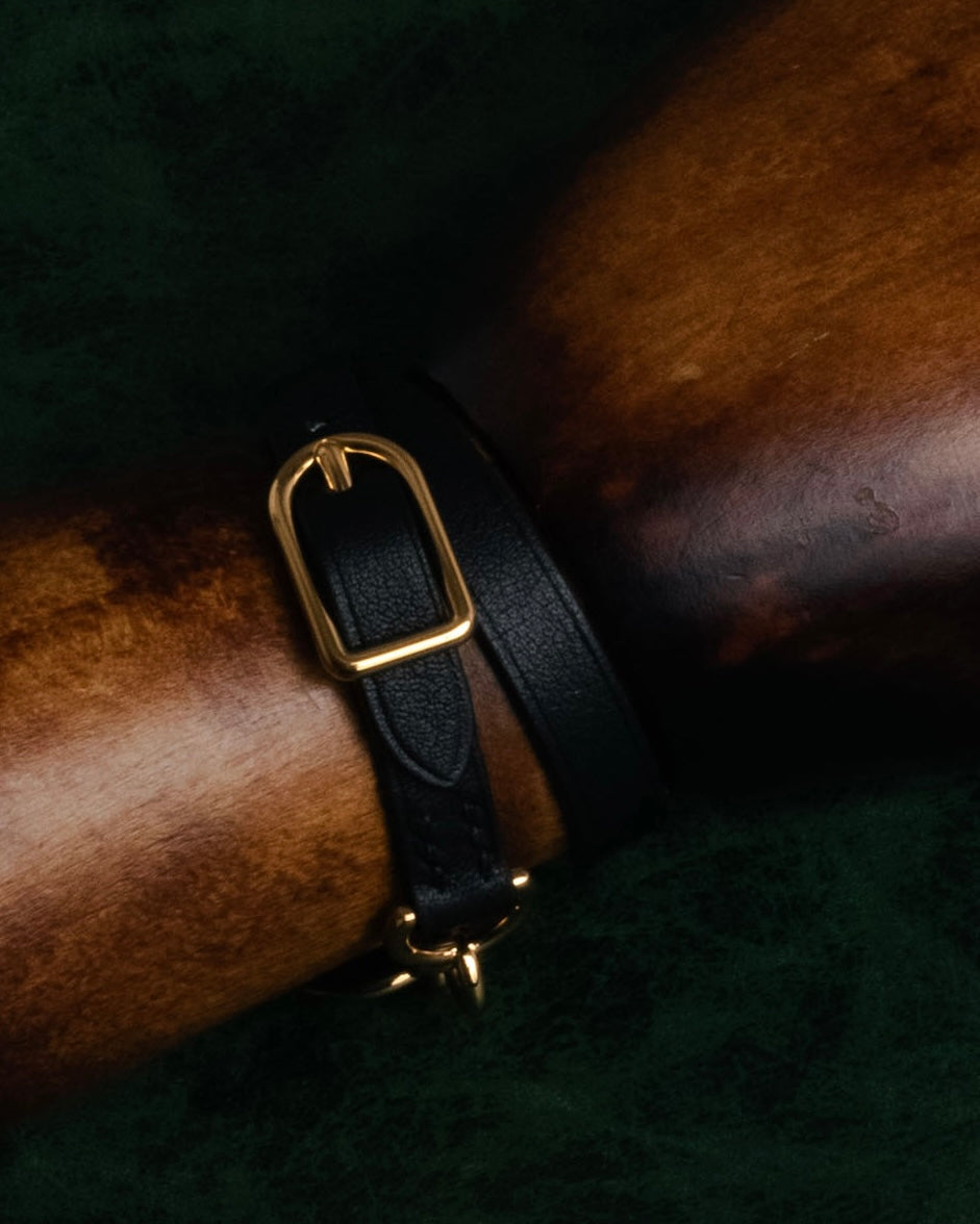 “HERMES“ 90’s Stirrup motif double tour bracelet