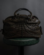"FALORNI" Braided leather dome boston bag