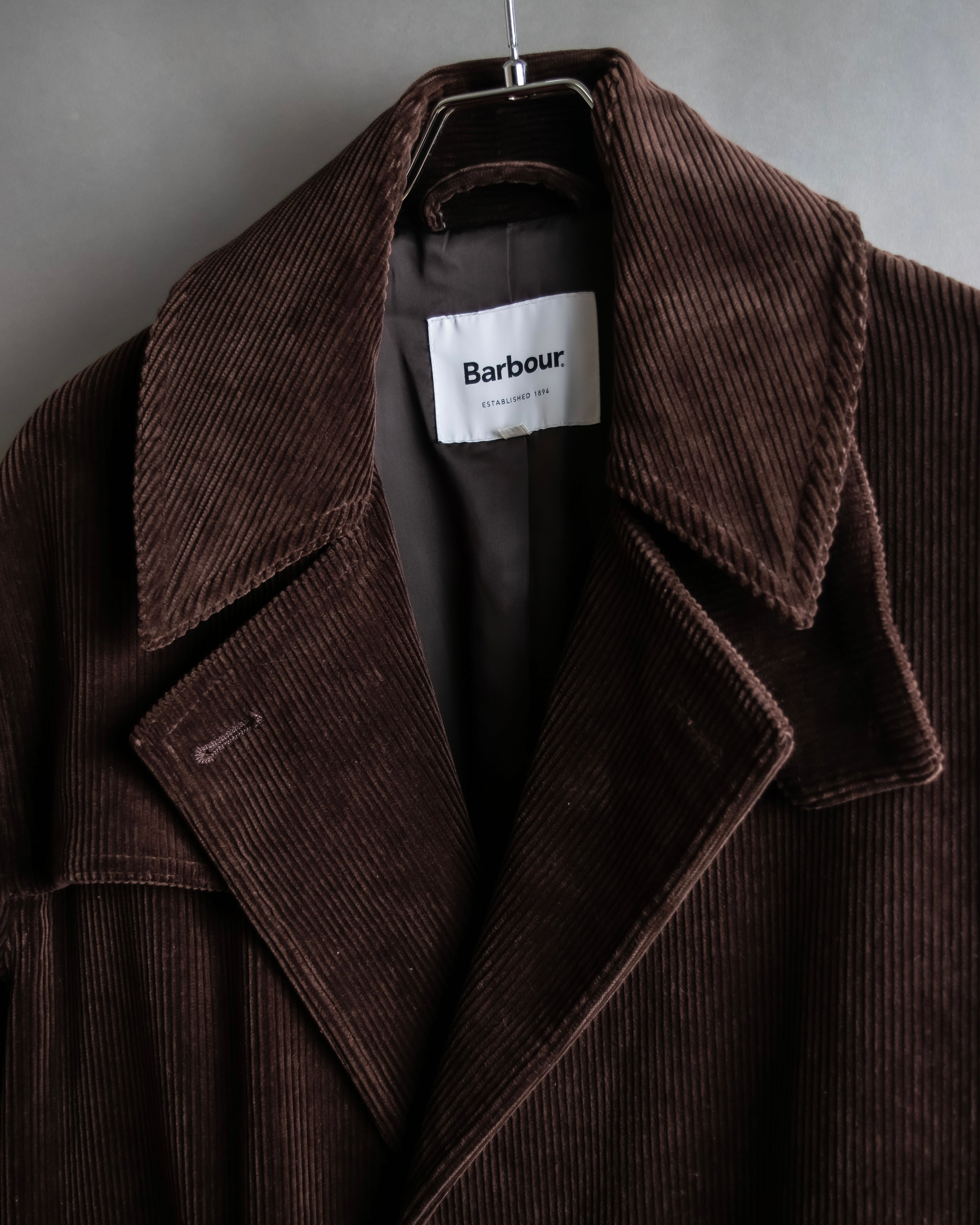 "Barbour" Wide ribbed corduroy maxi-length trench coat